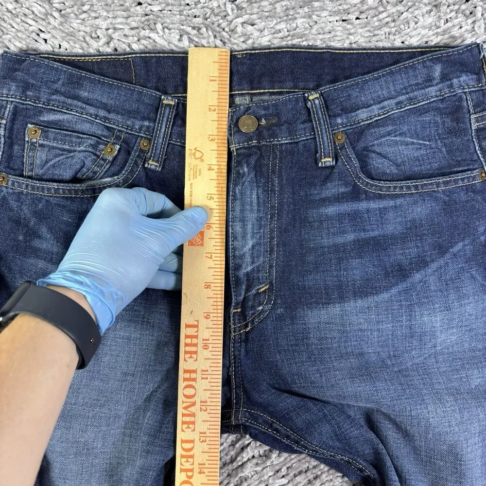 Levi's 513 Slim Straight Jeans Mens 32x30 Denim Workwear Business Leather Patch